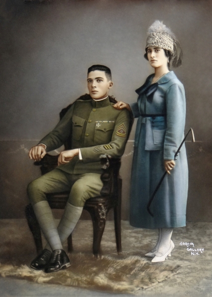 U.S. Army First Sergeant Francisco Valentine-Emeric with his wife, Francisca Valentine (Rico-Gago), circa 1918 in Fort Gulick, Panama Canal Zone.